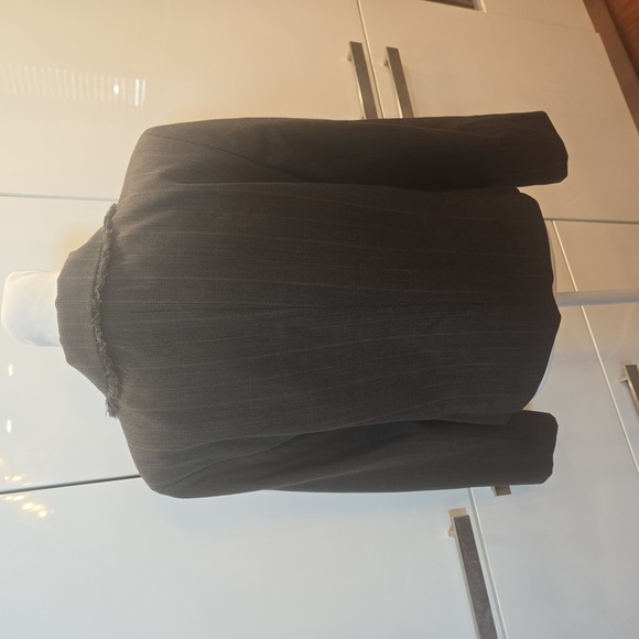 Harve Bernard Sport Wool Pin Striped Fringe Single Breasted Blazer Brown Size 10 - Picture 5 of 9